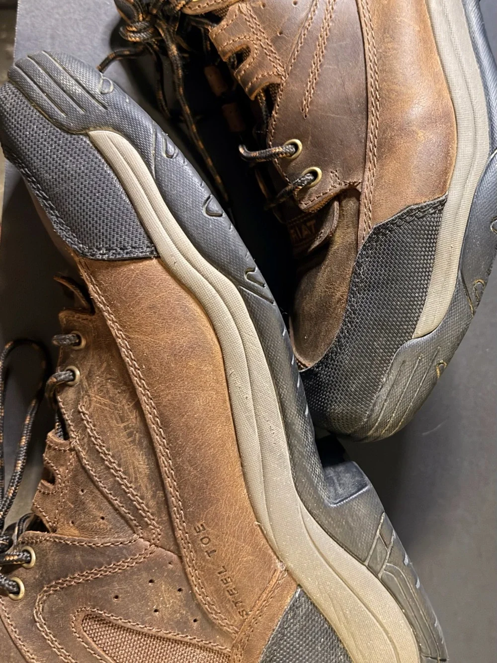 Ariat Brown and Black Steel Toe Work Boots
